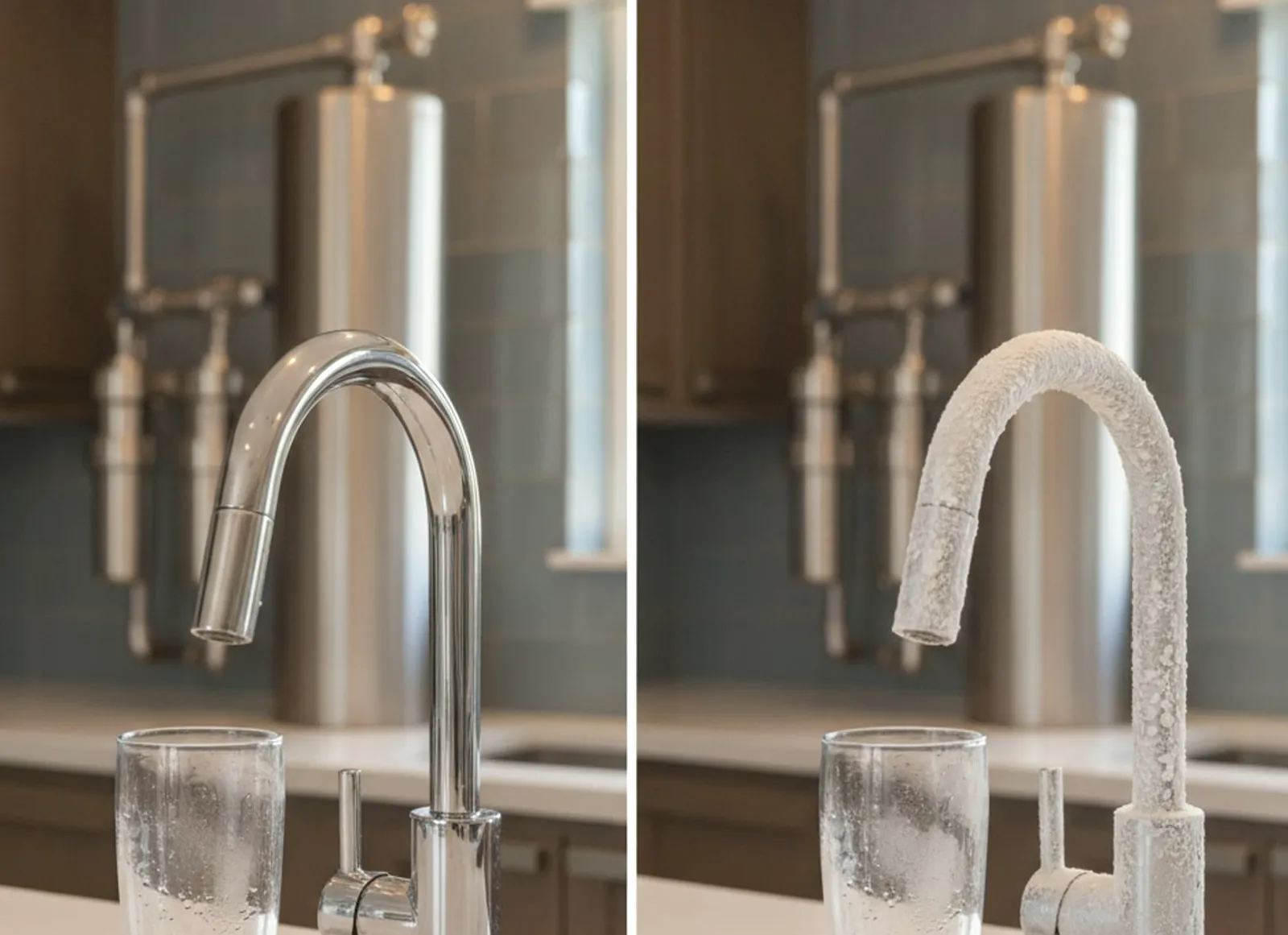 Hard-water treatment choice comes after seeing mineral scale on a showerhead
